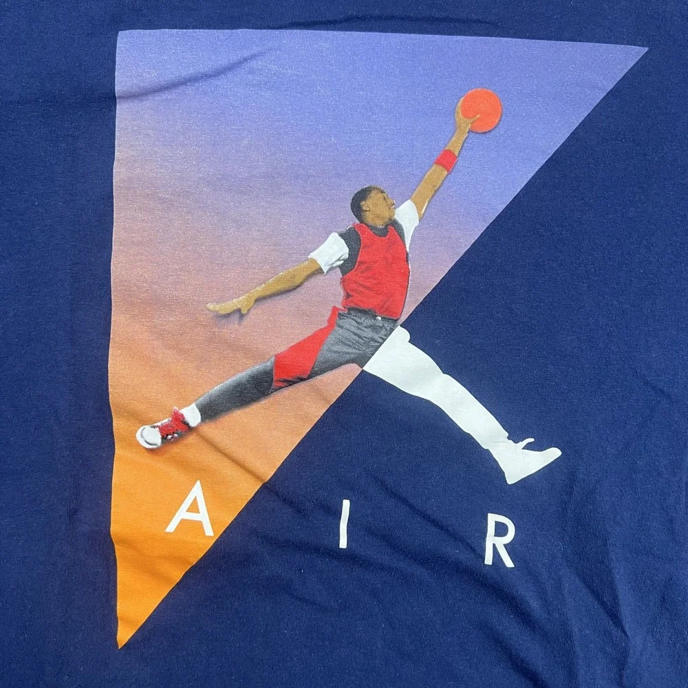 Jordan XXL T-Shirt Navy Blue Jumpman Air Graphic Streetwear Tee BE-32